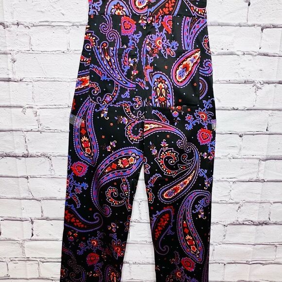 WeWoreWhat Danielle Bernstein Black Paisley pull on jumpsuit jumper NWOT - Picture 6 of 15